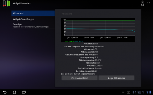 Einstellungen Dual Battery Widget