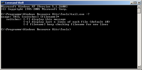 Windows Command Shell - tail