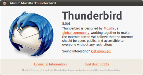 About Mozilla Thunderbird 5.0beta