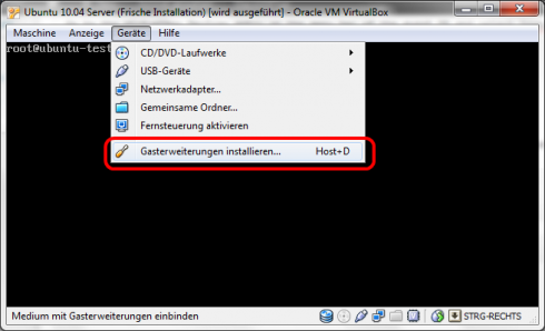 Virtualbox Gasterweiterung für Ubuntu 10.04